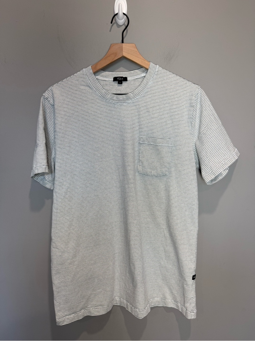 Rails Niko Men’s Large Greige Indigo Stripe Pocket T-Shirt